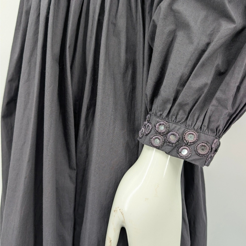 Chan Luu Black Cotton Midi Dress Mirror Embellished Open Back Tie Size 2 - Picture 6 of 16